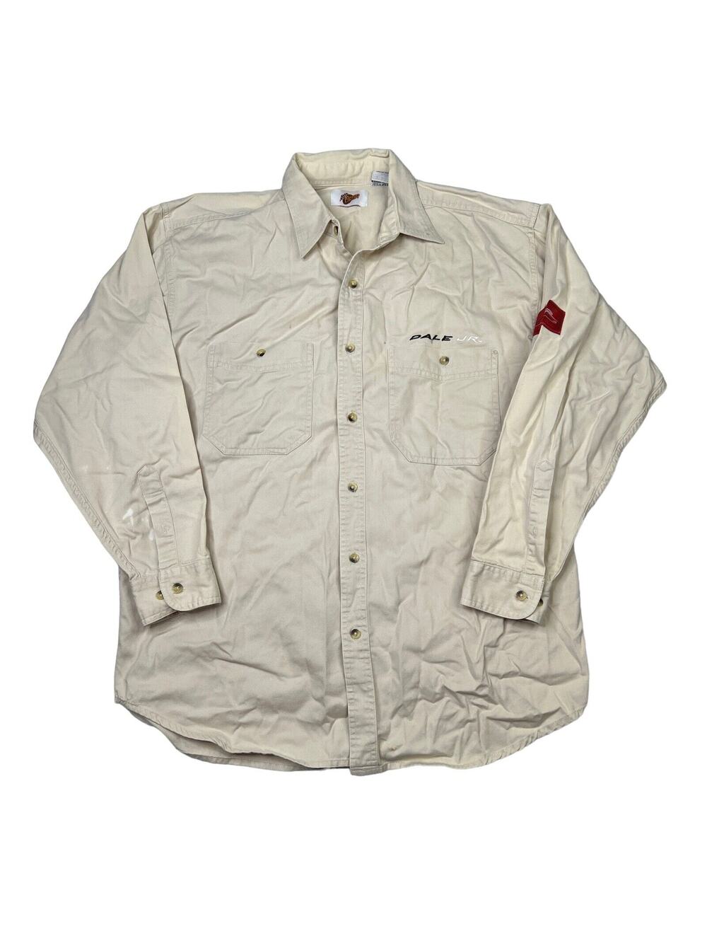 Winner's Circle Dale Earnhardt Jr Button Up Long Sleeve Shirt FLAW Light Tan XL